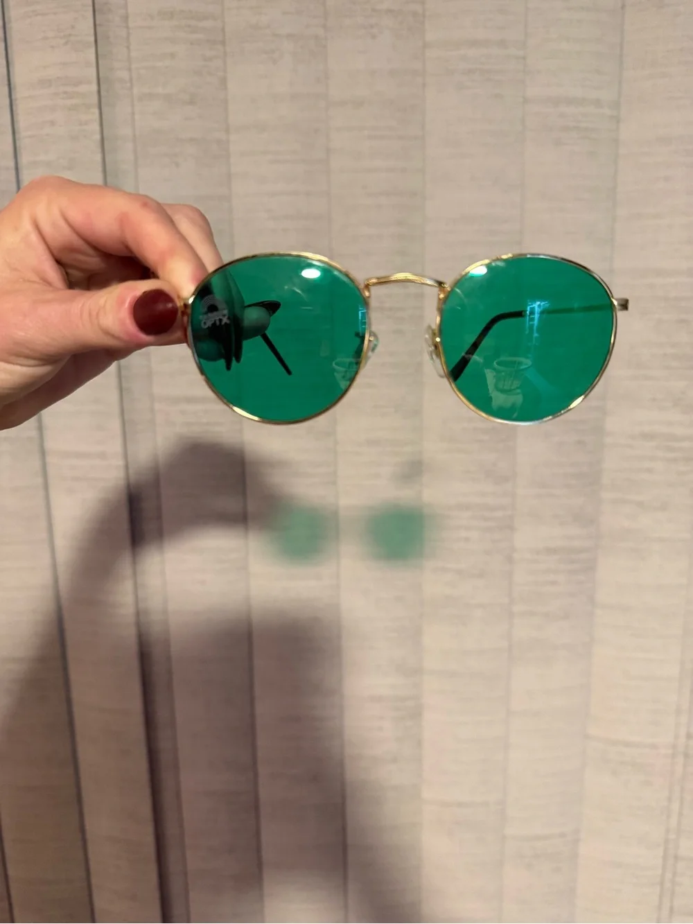 Rainbow OPTX Gold Frame Green Sunglasses